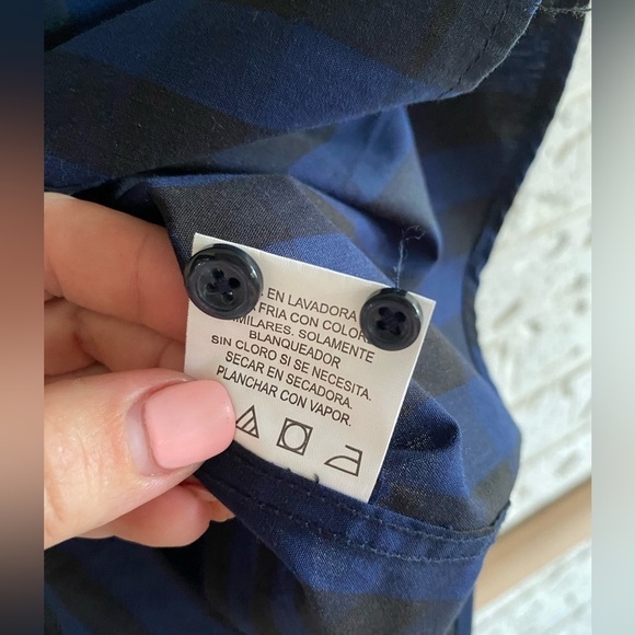 NWT Beverly Hills Polo Club Navy Plaid Shirt - Picture 4 of 7